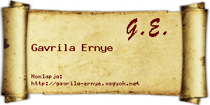 Gavrila Ernye névjegykártya